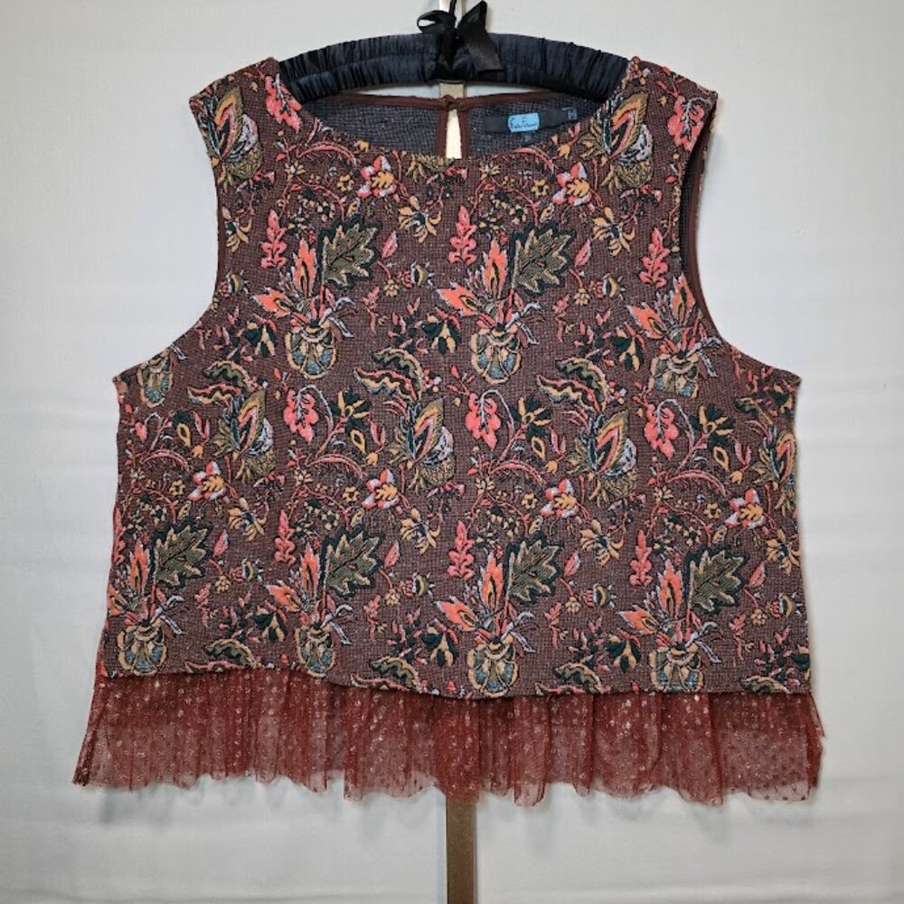 Eva Franco Floral Brown Sleeveless Top
